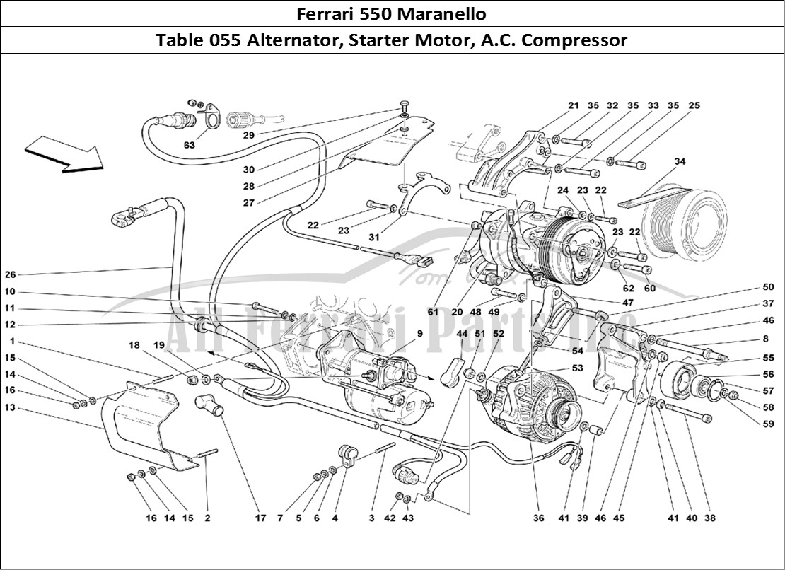 Ferrari Parts Ferrari 550 Maranello Page 055 Alternator Starting Motor