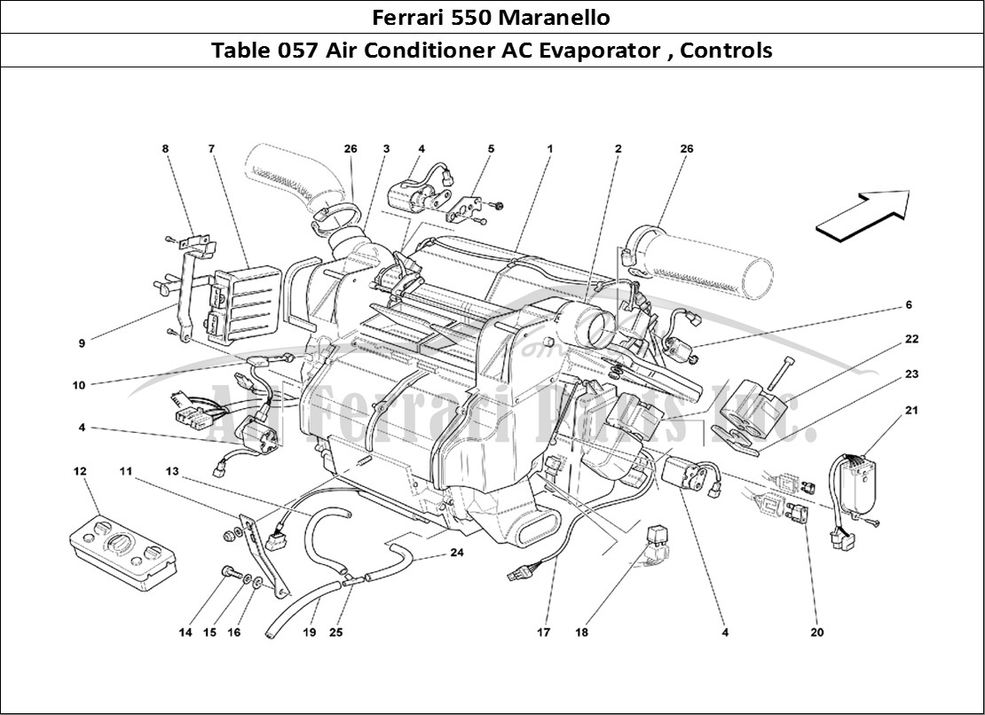 Ferrari Parts Ferrari 550 Maranello Page 057 Evaporator Unit and Contr