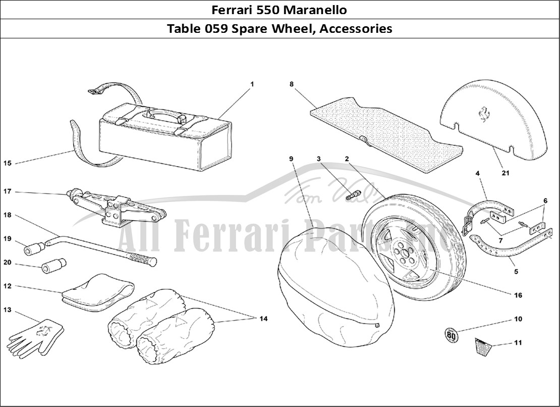 Ferrari Parts Ferrari 550 Maranello Page 059 Spare Wheel and Accessori