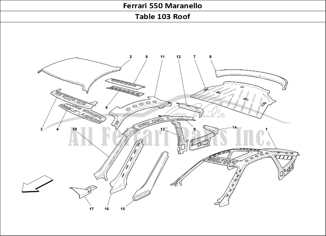 Ferrari Parts Ferrari 550 Maranello Page 103 Body - Roof