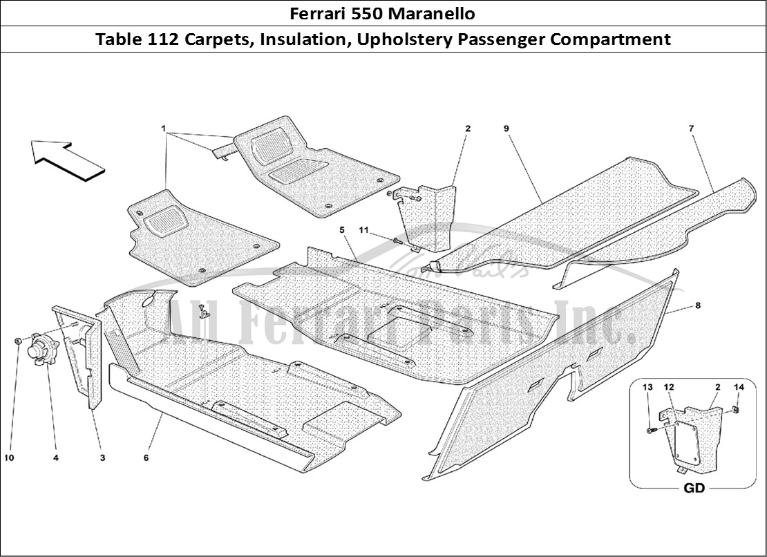 Ferrari Parts Ferrari 550 Maranello Page 112 Passengers Compartment Up