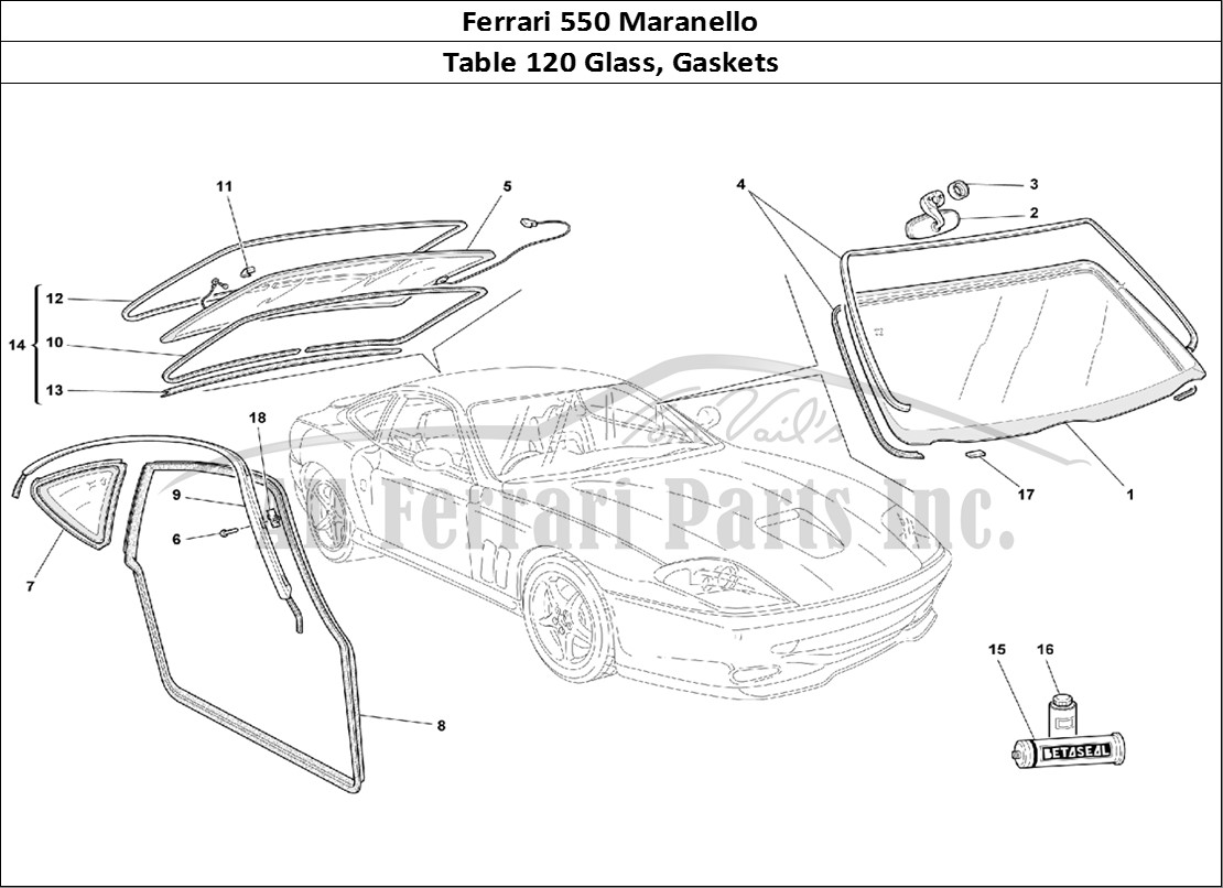 Ferrari Parts Ferrari 550 Maranello Page 120 Glasses and Gaskets