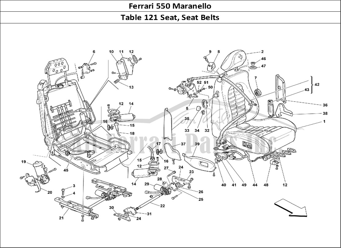 Ferrari Parts Ferrari 550 Maranello Page 121 Seat and Safety Belts -Co