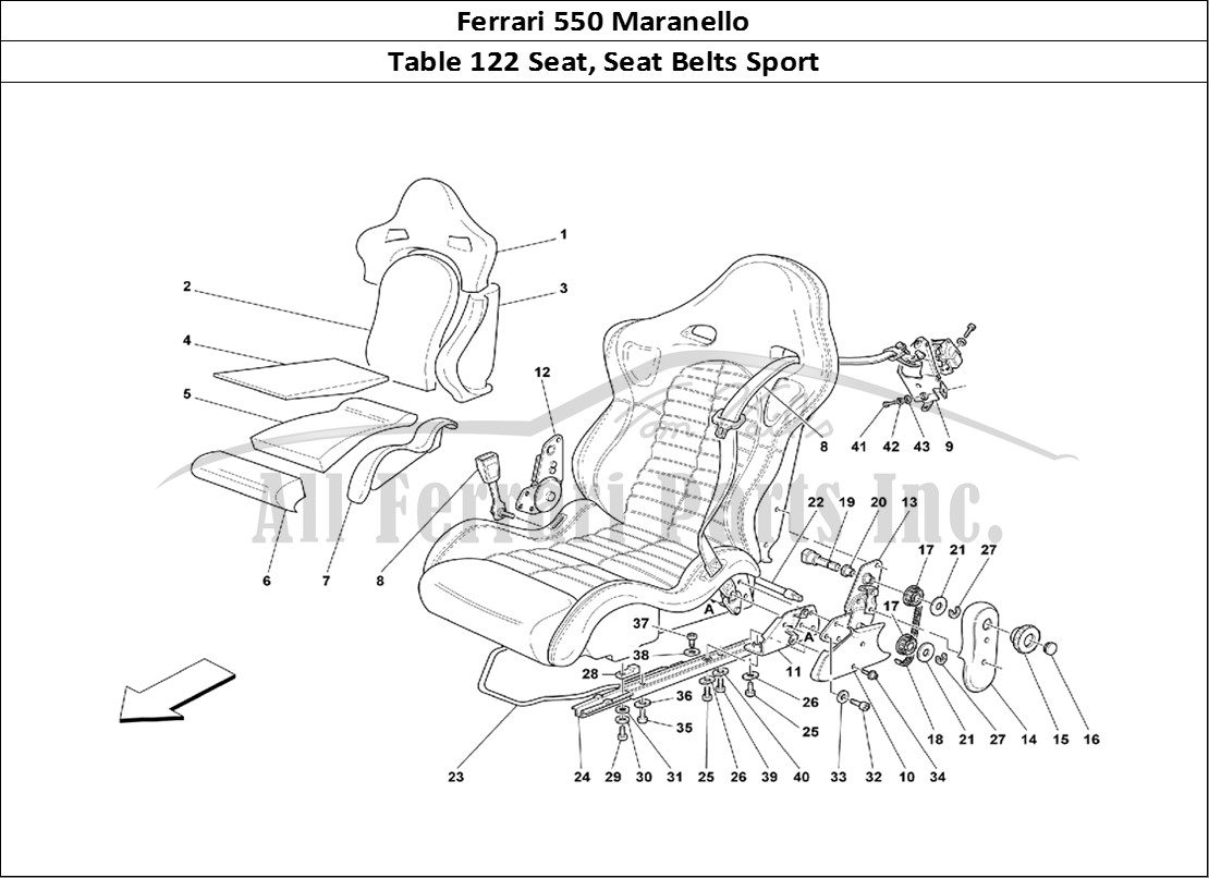 Ferrari Parts Ferrari 550 Maranello Page 122 Seat and Safety Belts -Sp
