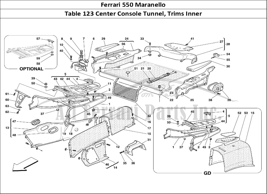 Ferrari Parts Ferrari 550 Maranello Page 123 Tunnel - Inner Trims