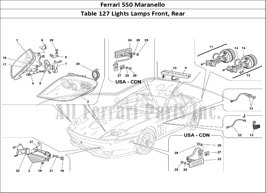 Ferrari Parts Ferrari 550 Maranello Page 127 Front and Rear Lights