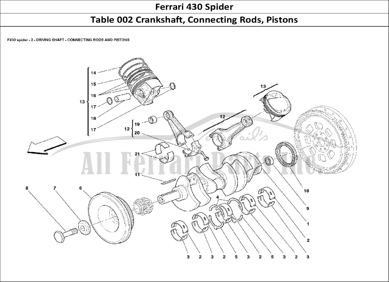 Ferrari Parts Ferrari 430 Spider Page 002 Crankshaft, Conrods And P