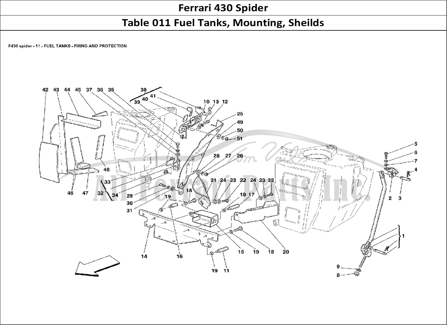 Ferrari Parts Ferrari 430 Spider Page 011 Fuel Tanks - Fixing and P