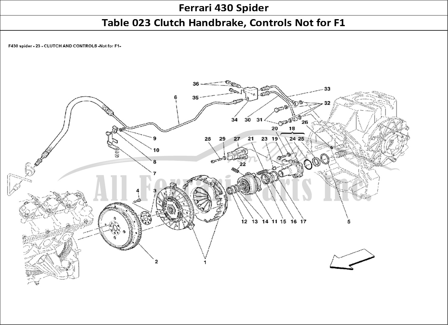 Ferrari Parts Ferrari 430 Spider Page 023 Clutch and Controls -Not