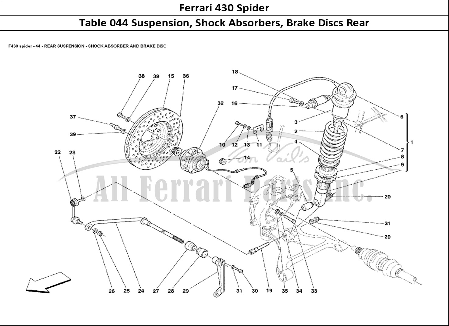 Ferrari Parts Ferrari 430 Spider Page 044 Rear Suspension - Shock A