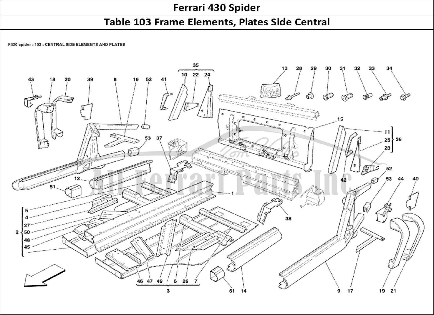 Ferrari Parts Ferrari 430 Spider Page 103 Central Side Elements and