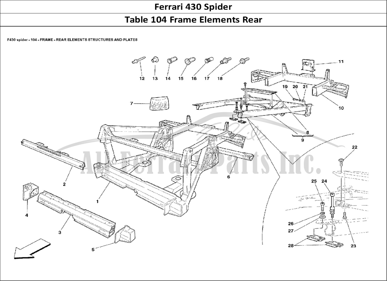 Ferrari Parts Ferrari 430 Spider Page 104 Frame - Rear Elements Str