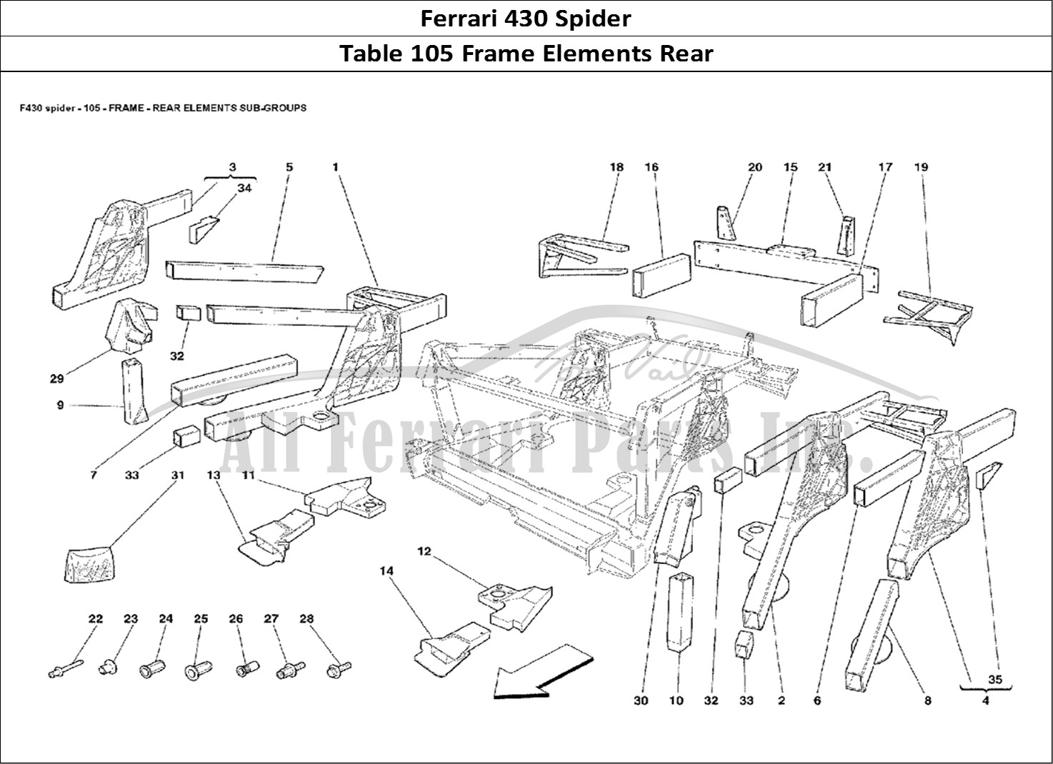 Ferrari Parts Ferrari 430 Spider Page 105 Frame - Rear Elements Sub