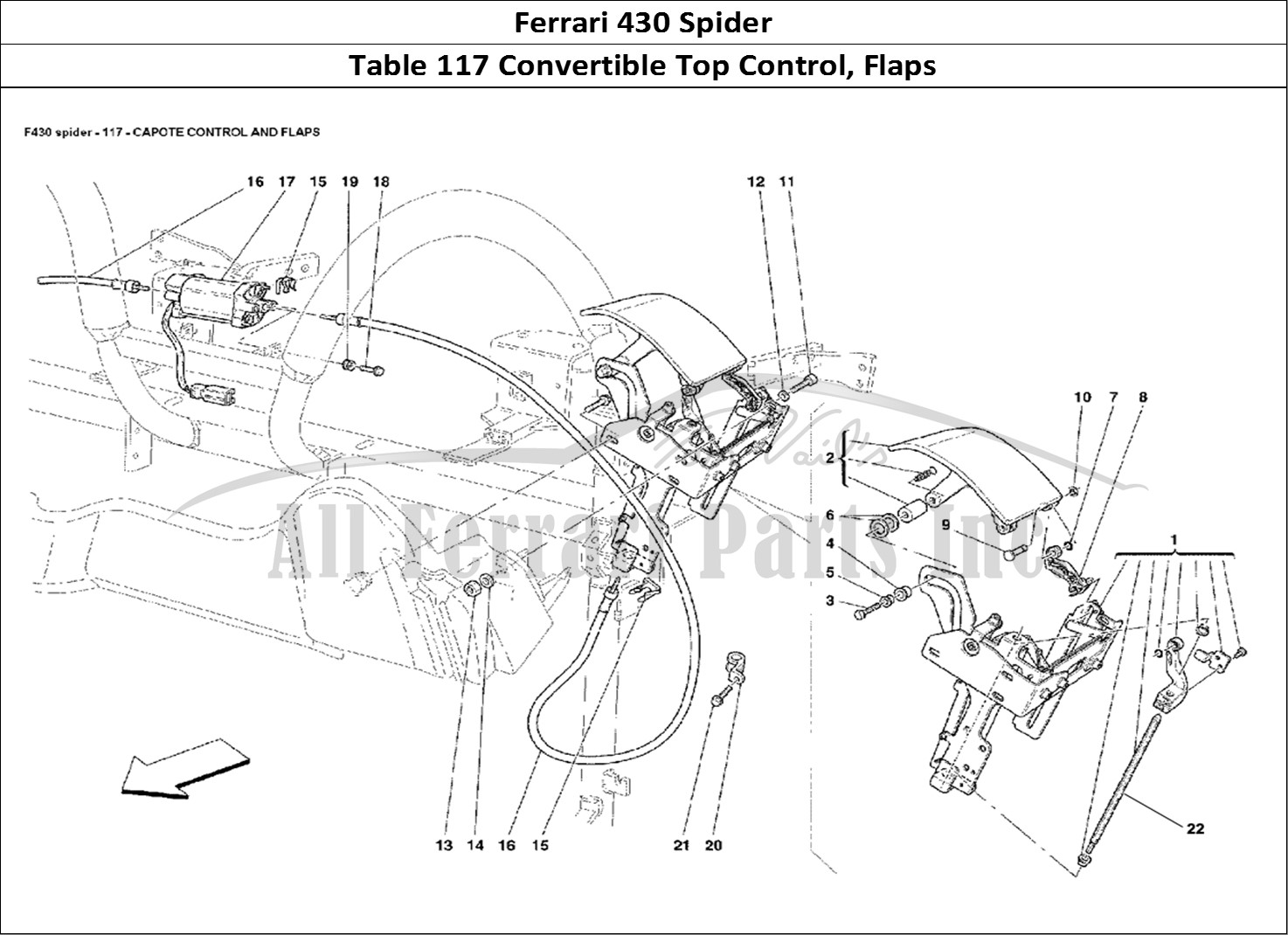 Ferrari Parts Ferrari 430 Spider Page 117 Capote Control and Flaps