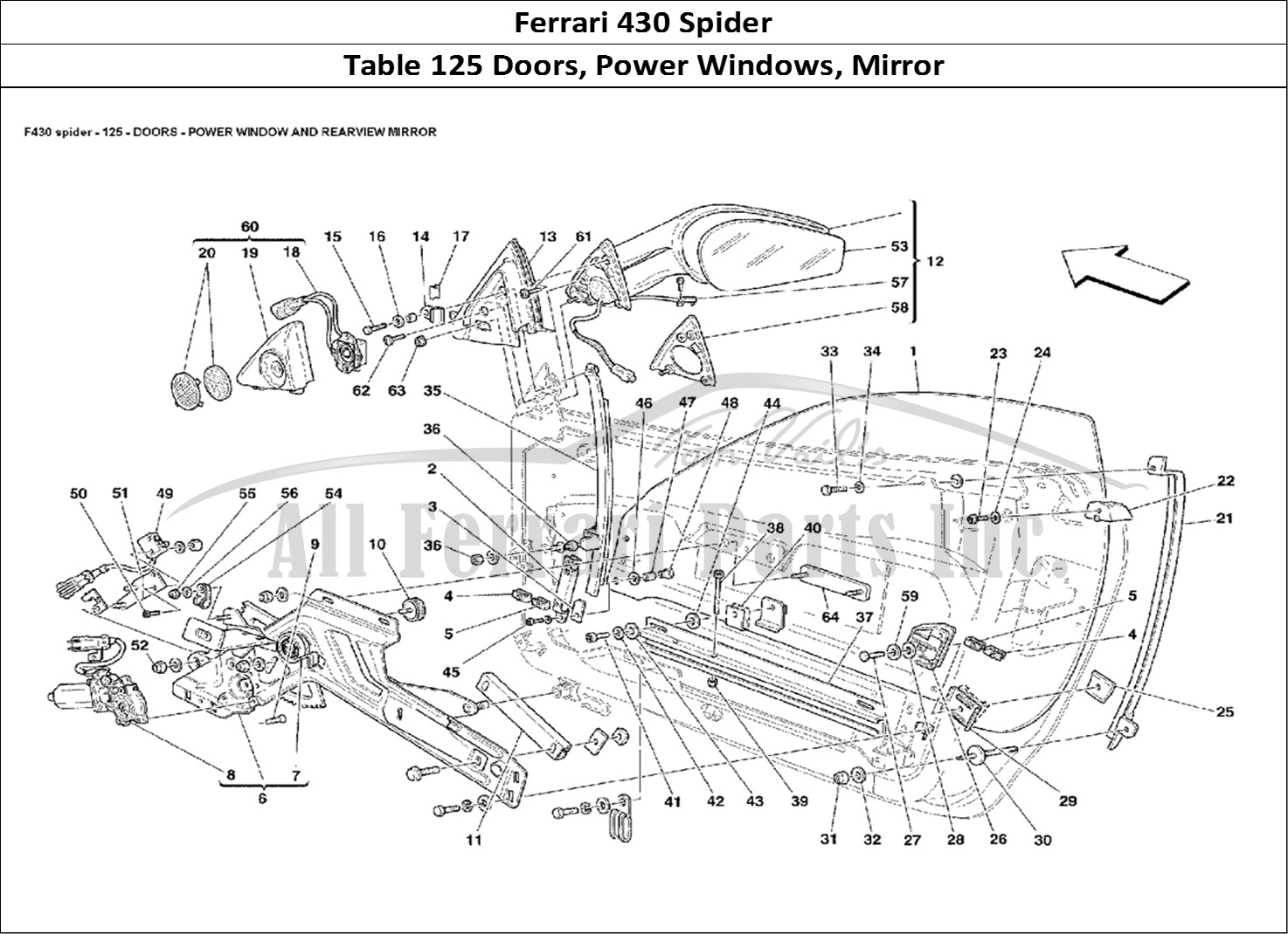 Ferrari Parts Ferrari 430 Spider Page 125 Doors - Power Window and