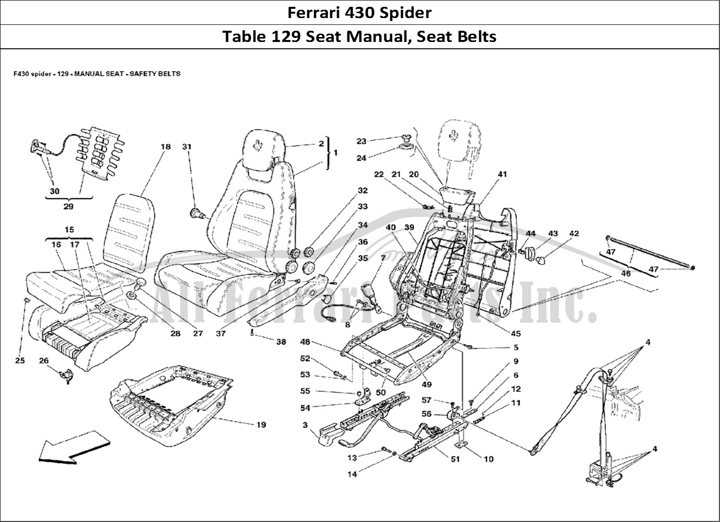 Ferrari Parts Ferrari 430 Spider Page 129 Manual Seat - Safety Belt