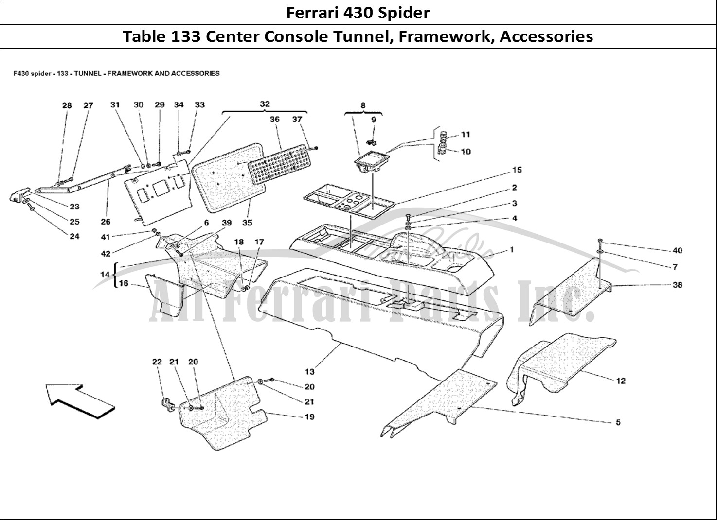 Ferrari Parts Ferrari 430 Spider Page 133 Tunnel - Framework and Ac