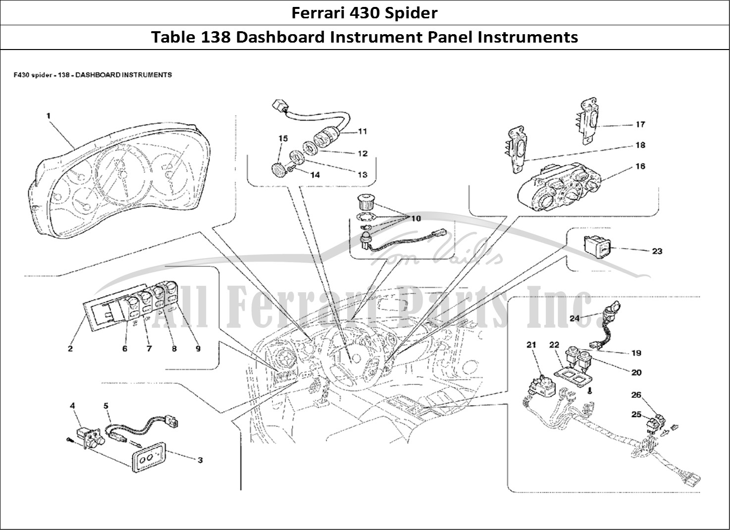 Ferrari Parts Ferrari 430 Spider Page 138 Dashboard Instruments