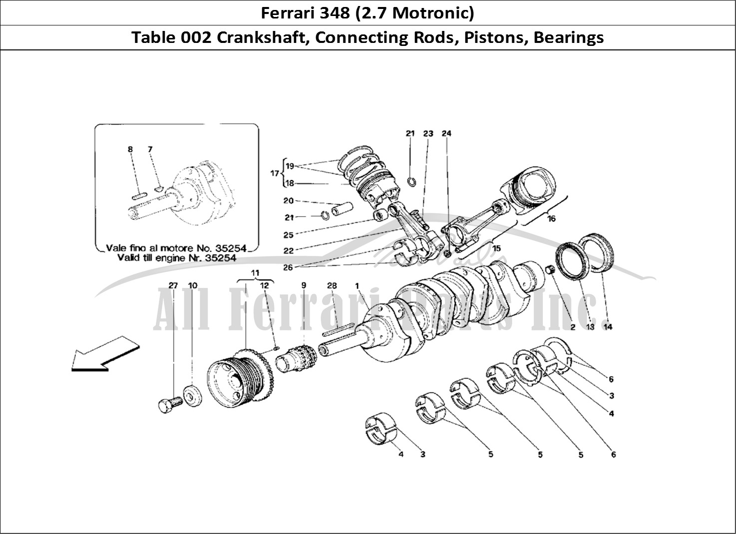 Ferrari Parts Ferrari 348 (2.7 Motronic) Page 002 Crankshaft, Conrods And P