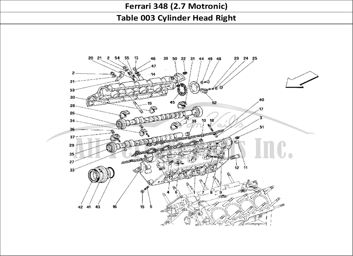 Ferrari Parts Ferrari 348 (2.7 Motronic) Page 003 R.H. Cylinder Head