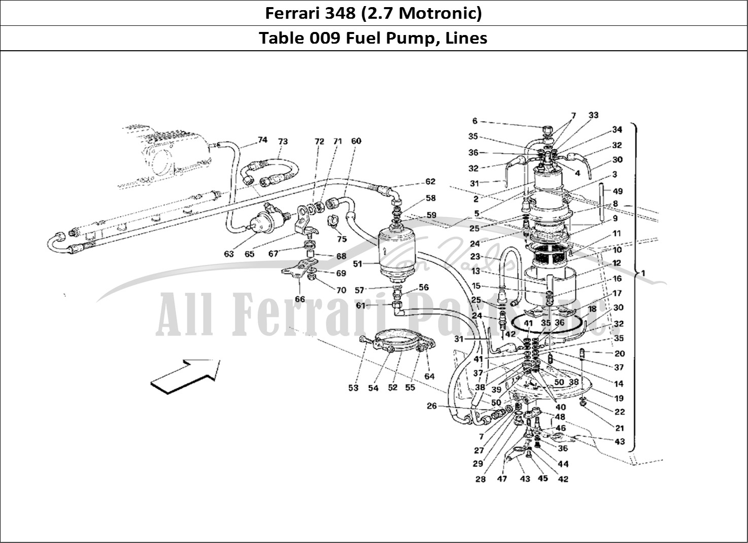 Ferrari Parts Ferrari 348 (2.7 Motronic) Page 009 Fuel Pump and Pipes
