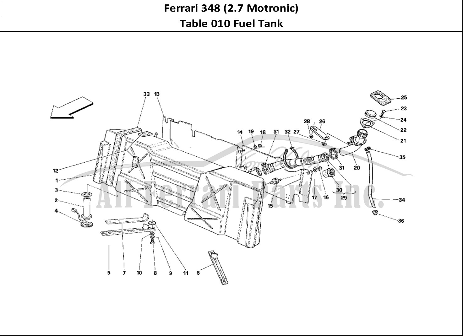 Ferrari Parts Ferrari 348 (2.7 Motronic) Page 010 Fuel Tank