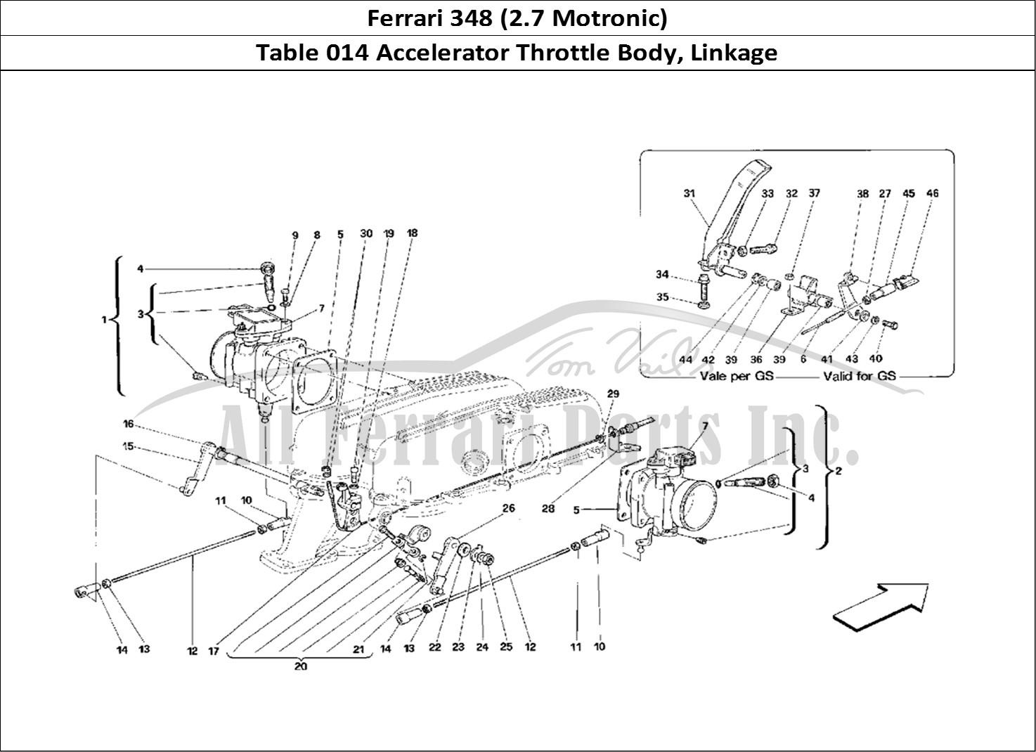 Ferrari Parts Ferrari 348 (2.7 Motronic) Page 014 Throttle Housing and Link