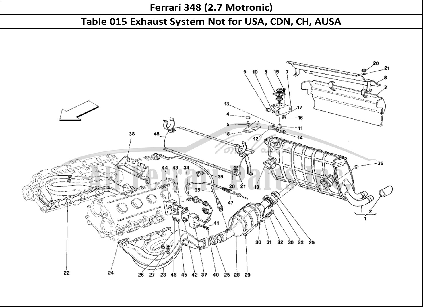 Ferrari Parts Ferrari 348 (2.7 Motronic) Page 015 Exhaust System -Not for U