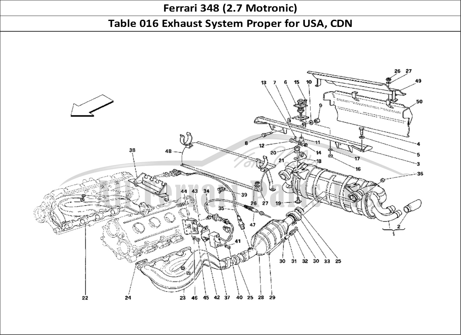 Ferrari Parts Ferrari 348 (2.7 Motronic) Page 016 Exhaust System -Valid for