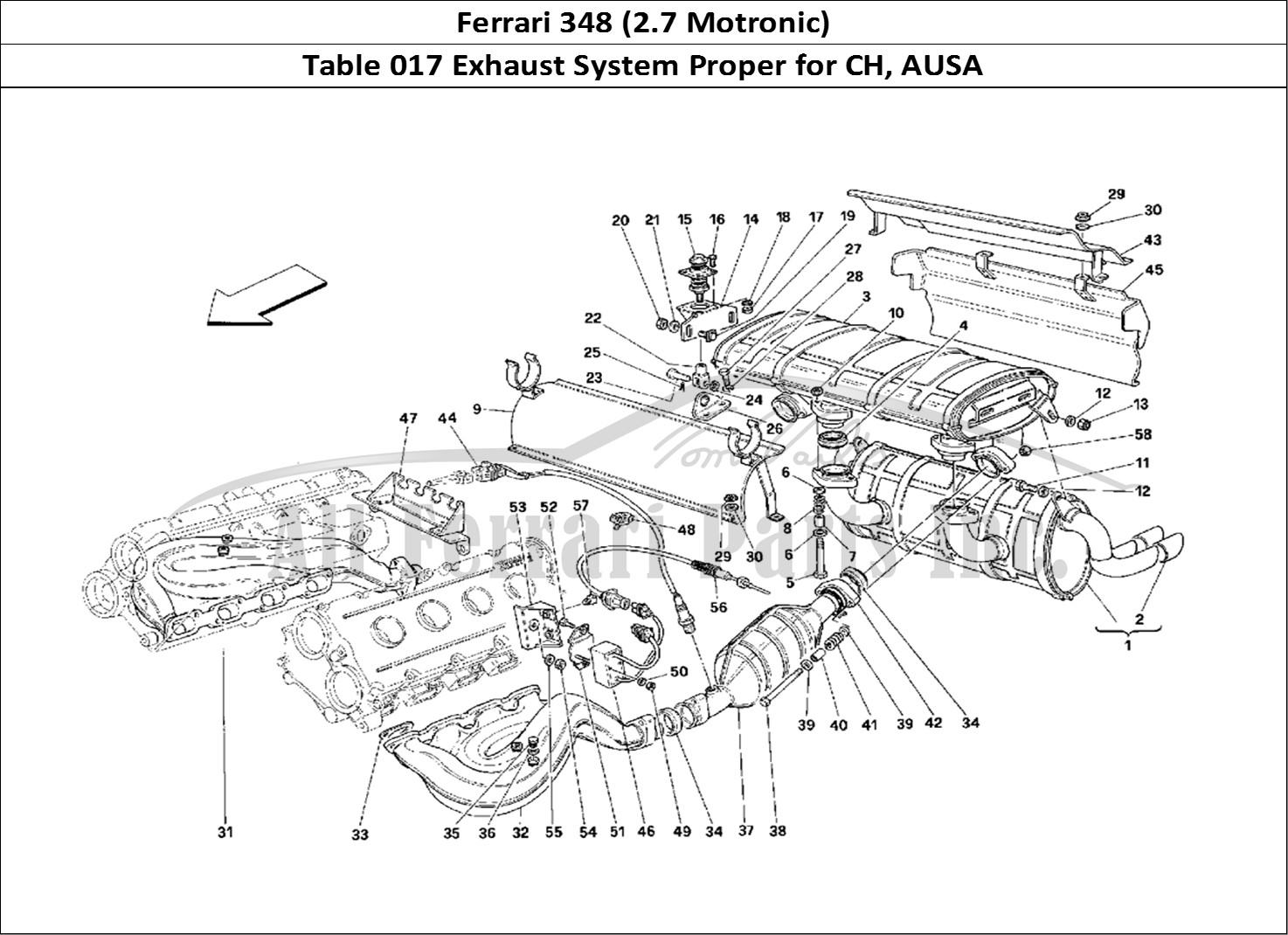 Ferrari Parts Ferrari 348 (2.7 Motronic) Page 017 Exhaust System -Valid for