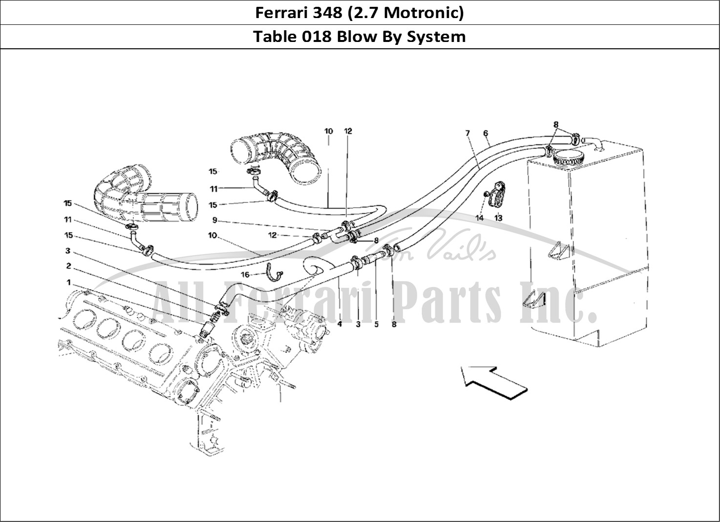 Ferrari Parts Ferrari 348 (2.7 Motronic) Page 018 Blow - By System