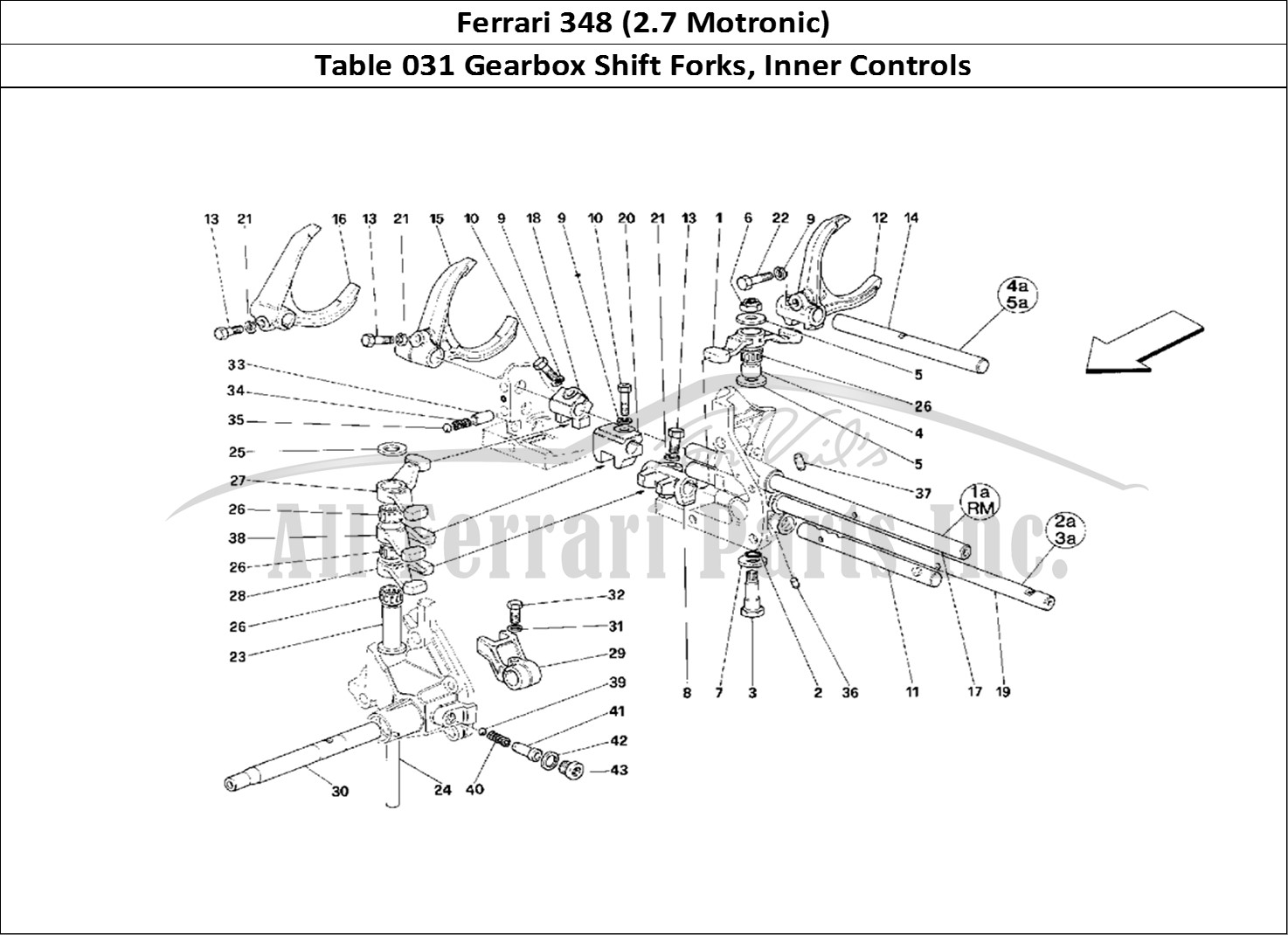 Ferrari Parts Ferrari 348 (2.7 Motronic) Page 031 Inside Gearbox Controls