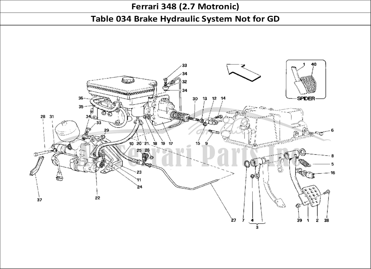 Ferrari Parts Ferrari 348 (2.7 Motronic) Page 034 Brake Hidraulic -Not for