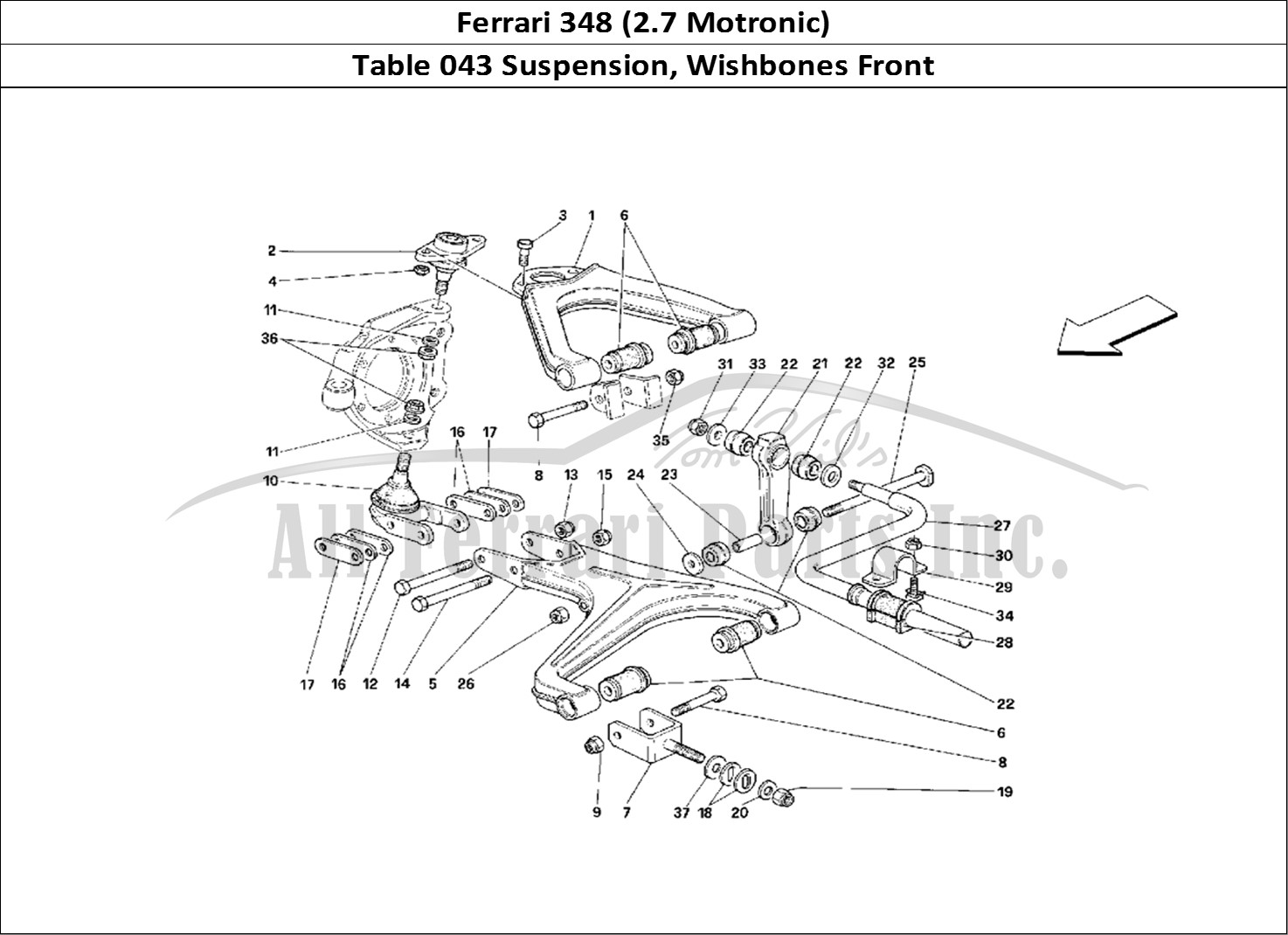 Ferrari Parts Ferrari 348 (2.7 Motronic) Page 043 Front Suspension - Wishbo