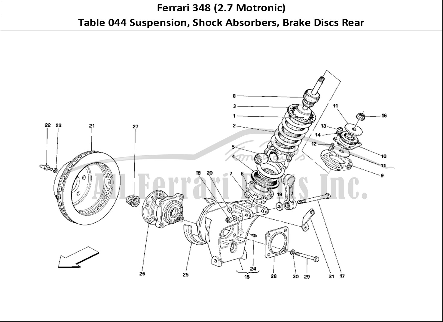 Ferrari Parts Ferrari 348 (2.7 Motronic) Page 044 Rear Suspension - Shock A