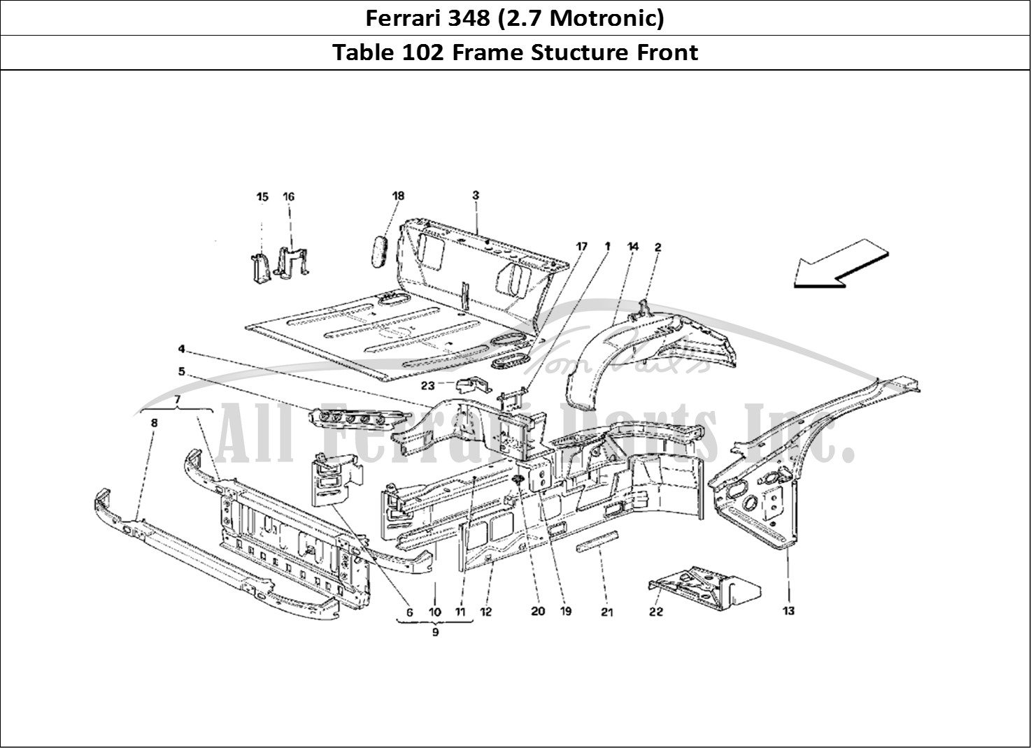 Ferrari Parts Ferrari 348 (2.7 Motronic) Page 102 Front Part Structures