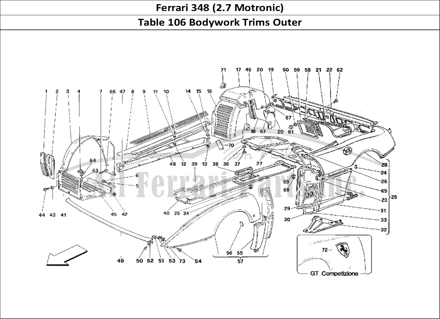 Ferrari Parts Ferrari 348 (2.7 Motronic) Page 106 Body - Outer Trims
