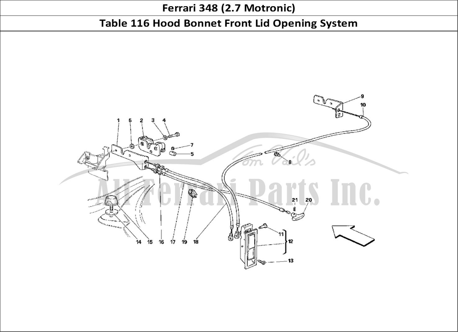Ferrari Parts Ferrari 348 (2.7 Motronic) Page 116 Opening Device for Front