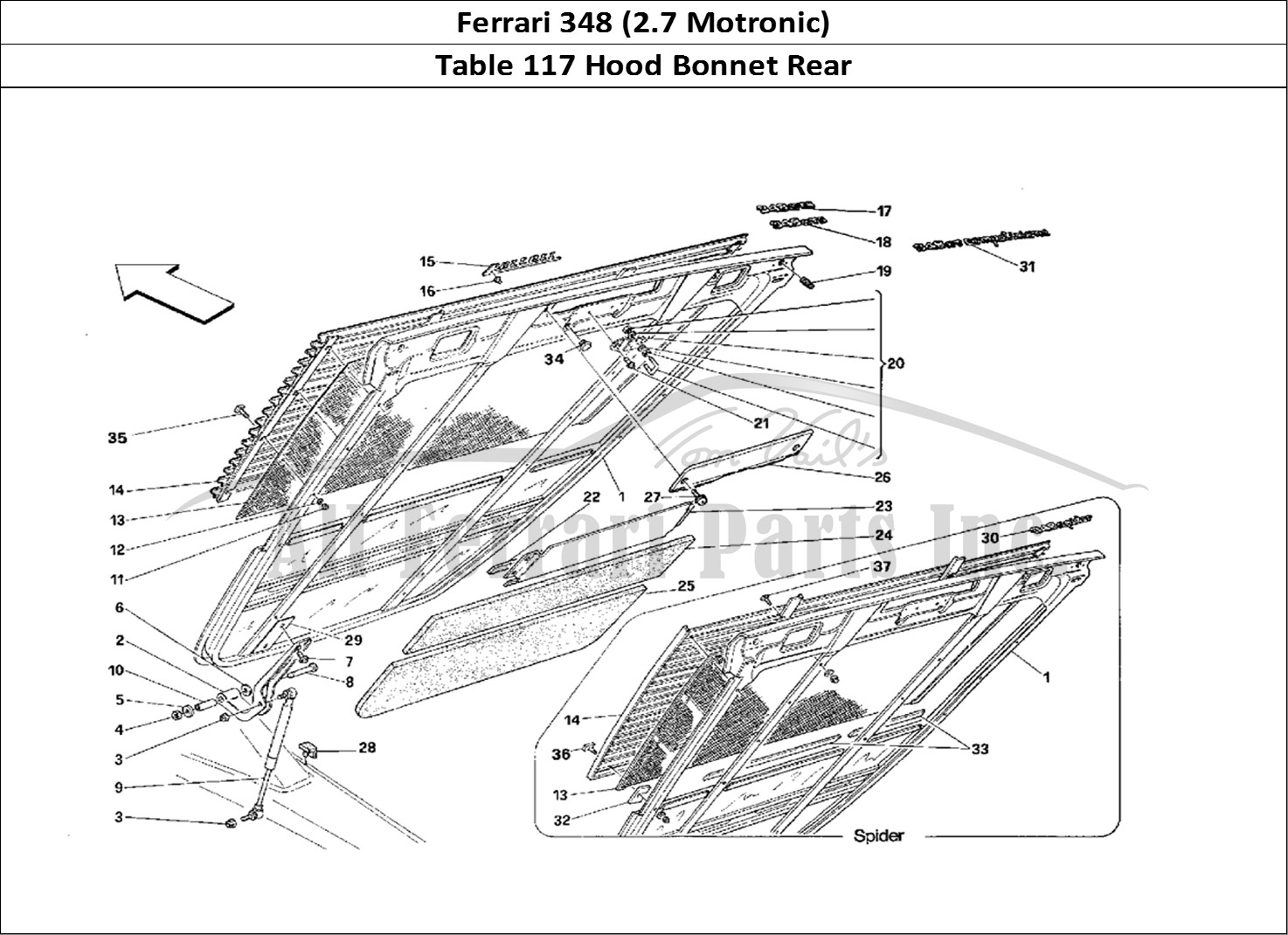 Ferrari Parts Ferrari 348 (2.7 Motronic) Page 117 Rear Hood