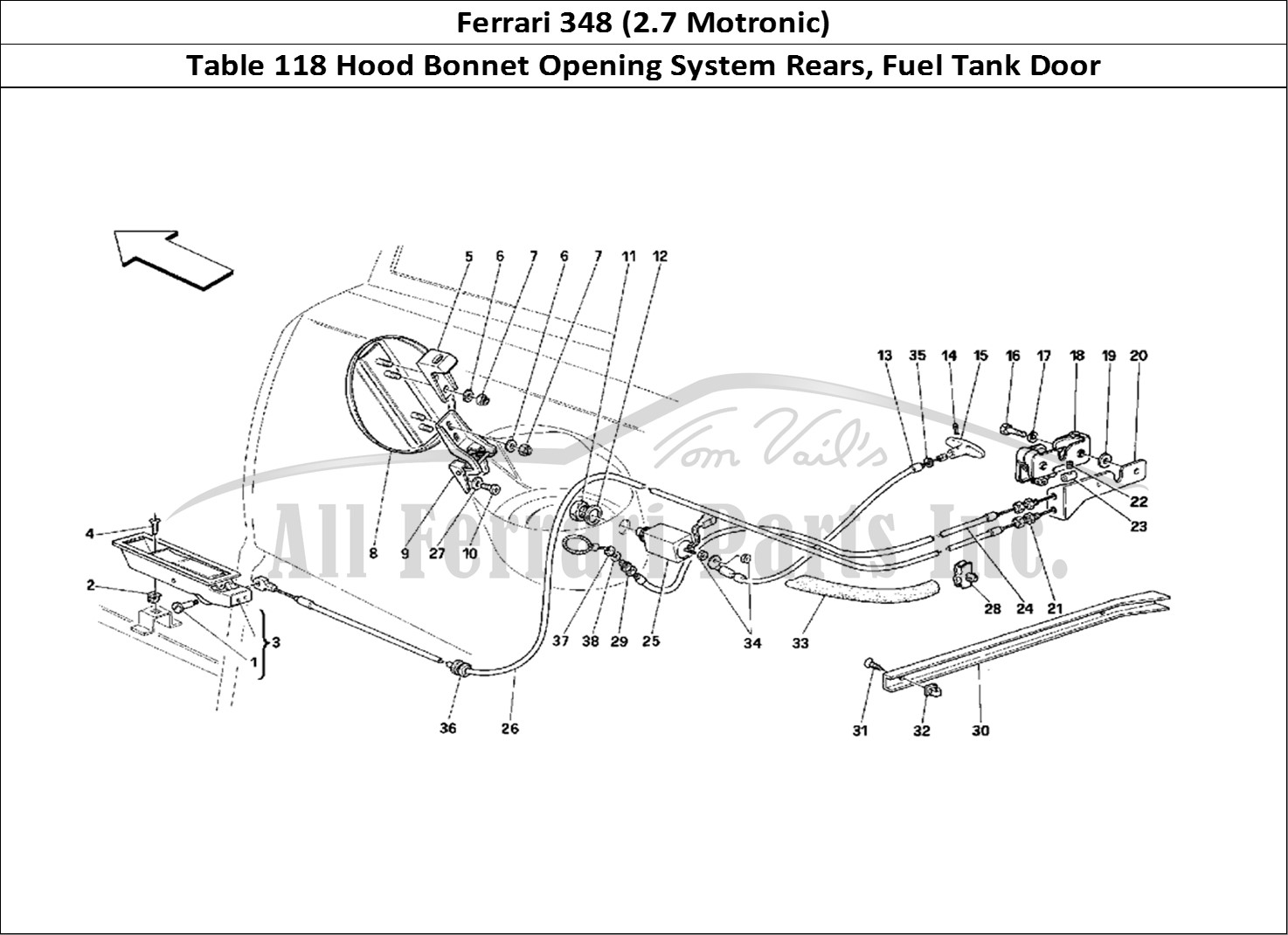 Ferrari Parts Ferrari 348 (2.7 Motronic) Page 118 Opening Devices for Rear