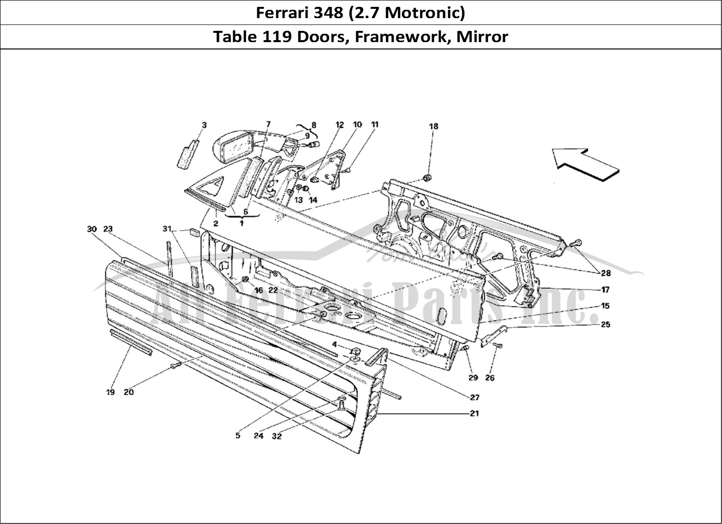Ferrari Parts Ferrari 348 (2.7 Motronic) Page 119 Doors - Framework and Rea