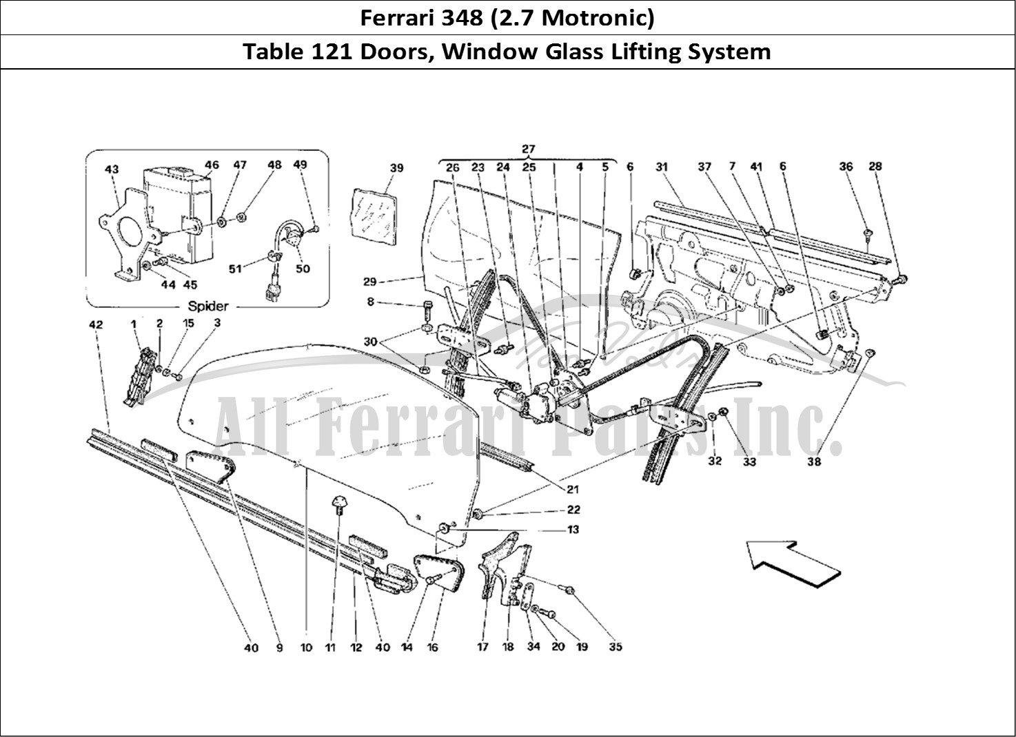 Ferrari Parts Ferrari 348 (2.7 Motronic) Page 121 Doors - Glass Lifting Dev