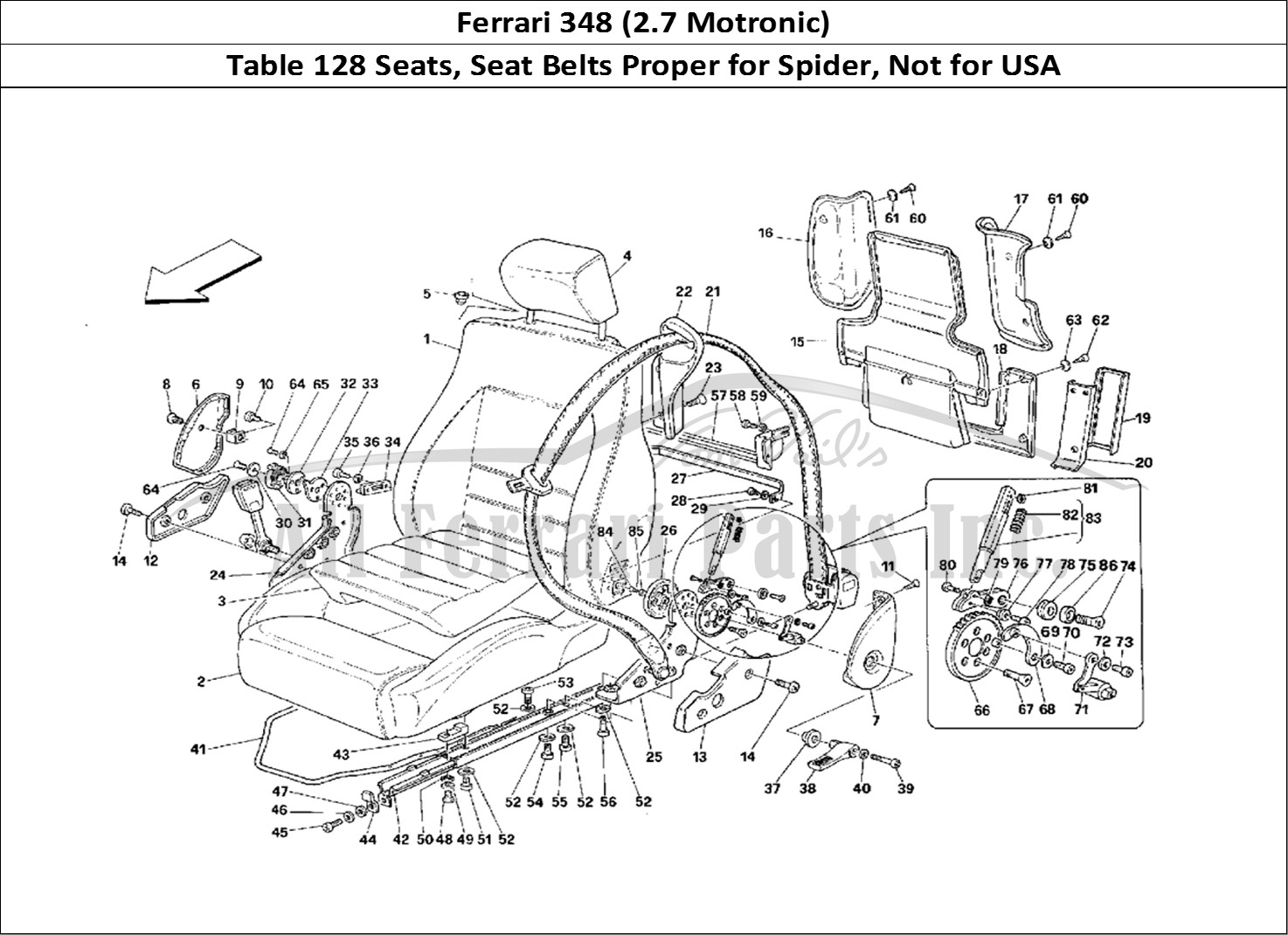 Ferrari Parts Ferrari 348 (2.7 Motronic) Page 128 Seats and Safety Belts -V