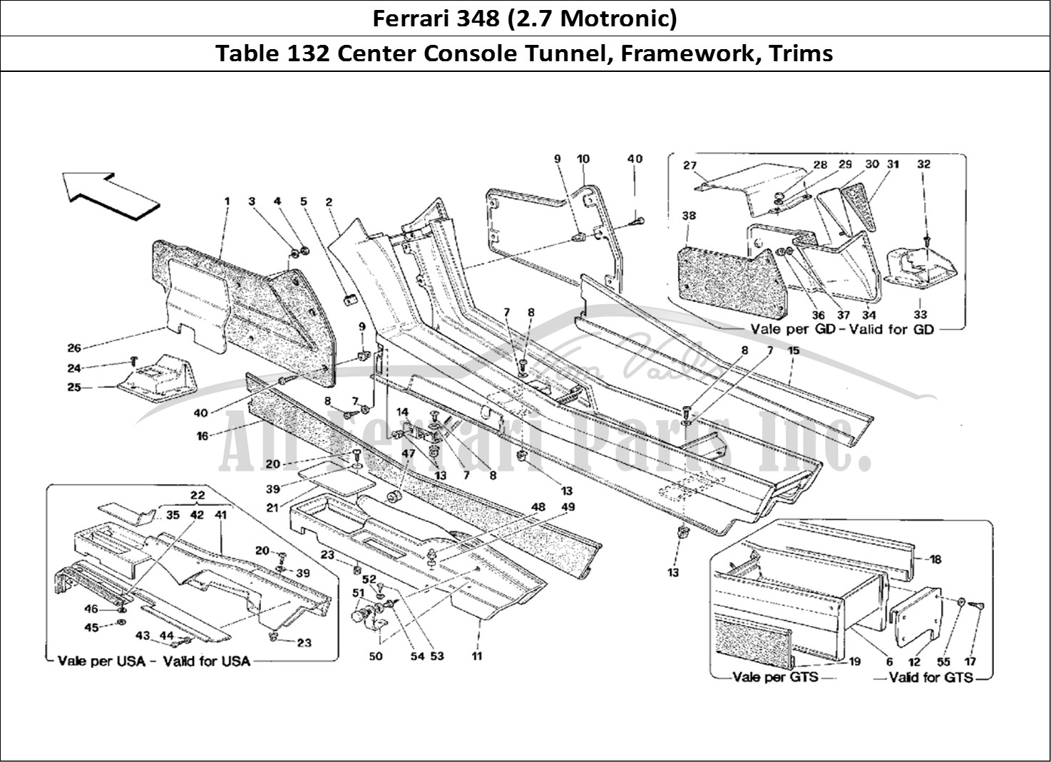 Ferrari Parts Ferrari 348 (2.7 Motronic) Page 132 Tunnel - Framework and Tr