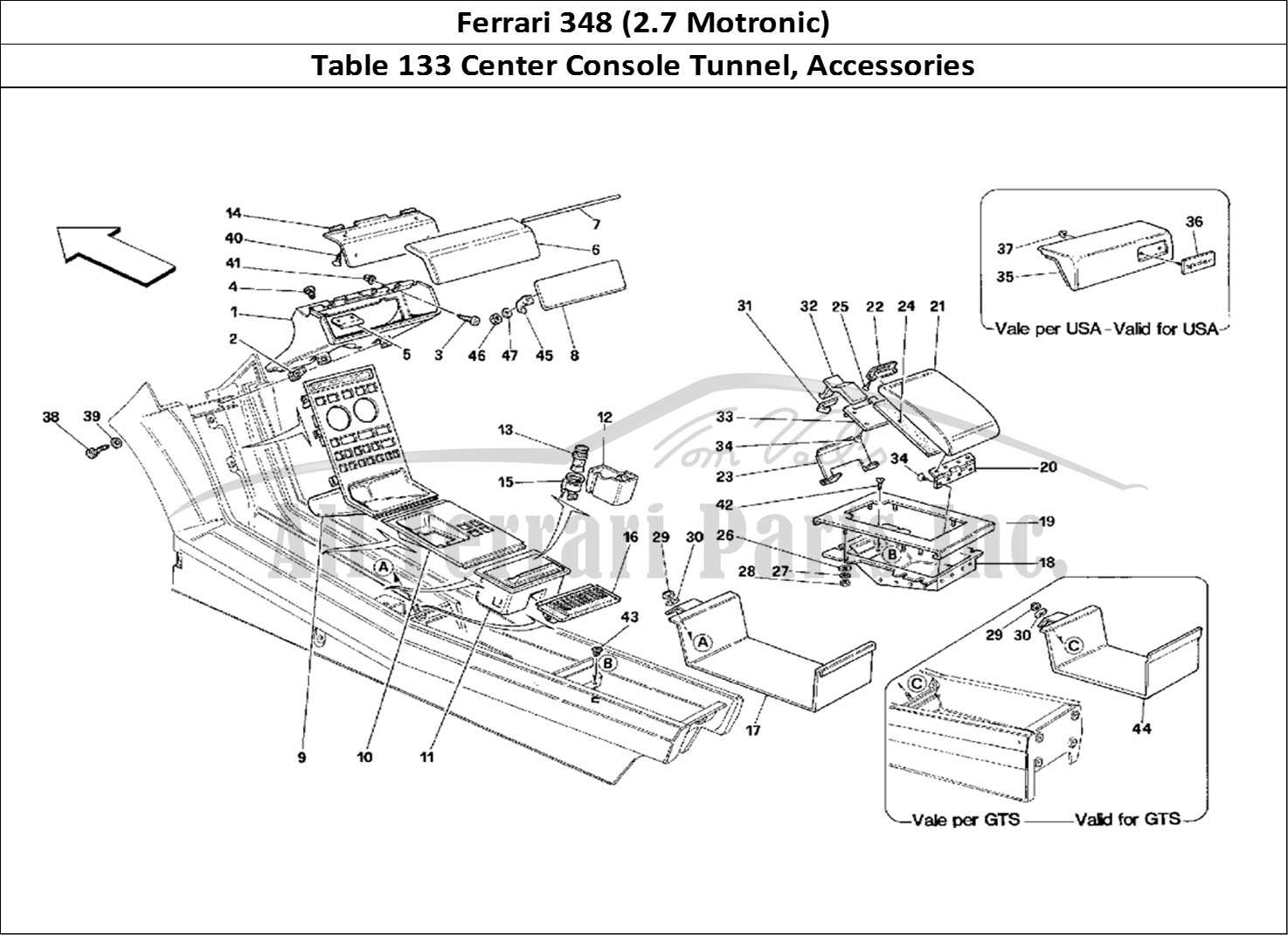Ferrari Parts Ferrari 348 (2.7 Motronic) Page 133 Tunnel - Accessories