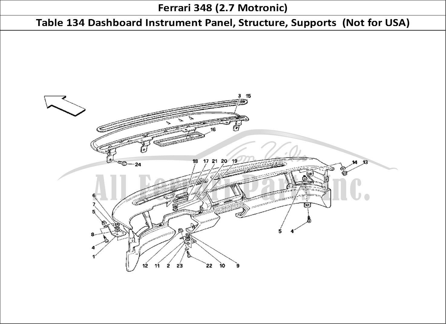 Ferrari Parts Ferrari 348 (2.7 Motronic) Page 134 Dashboard - Structure and