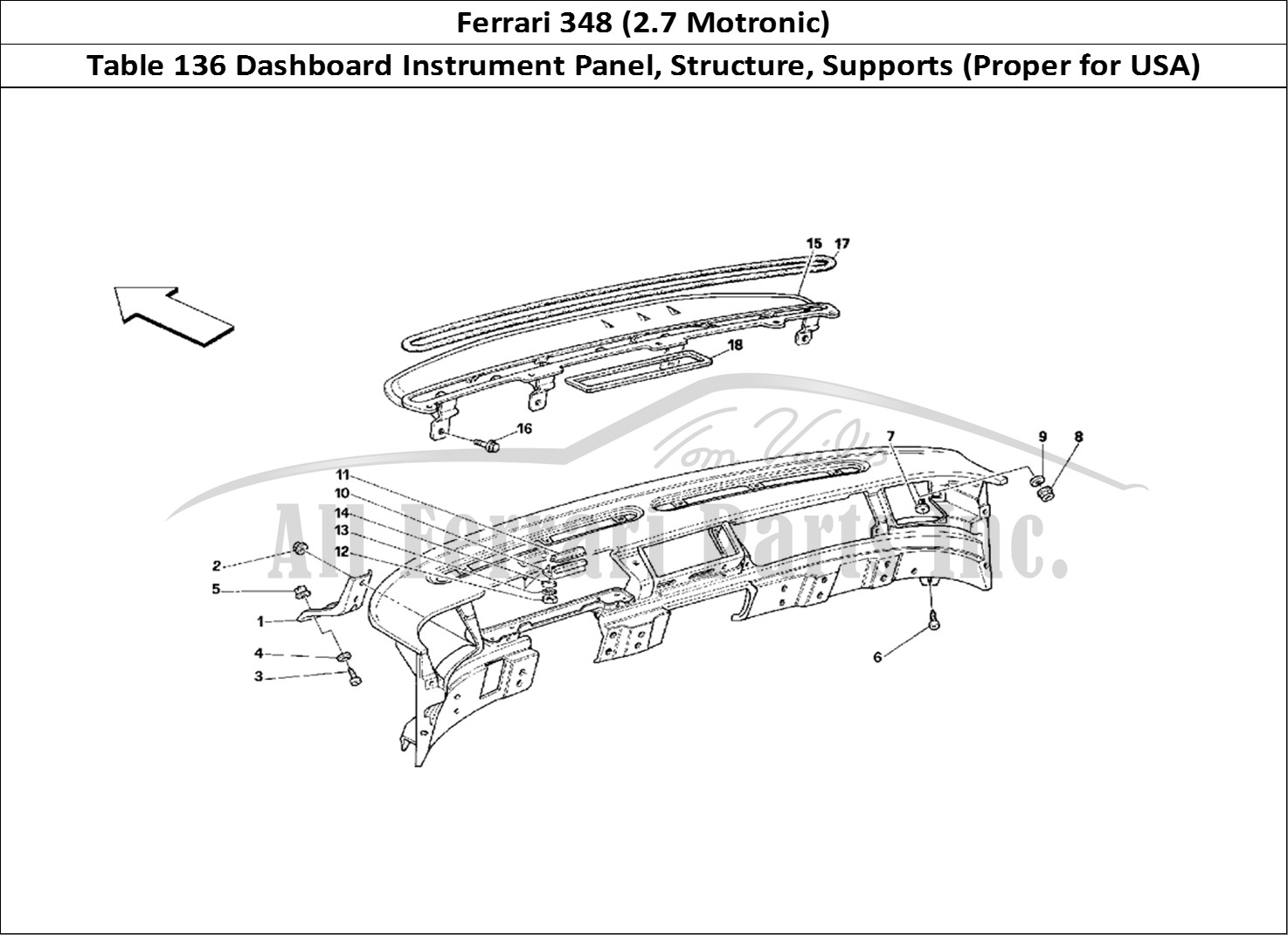 Ferrari Parts Ferrari 348 (2.7 Motronic) Page 136 Dashboard - Structure and