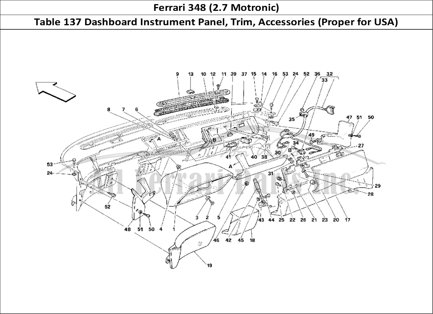 Ferrari Parts Ferrari 348 (2.7 Motronic) Page 137 Dashboard - Trim and Acce