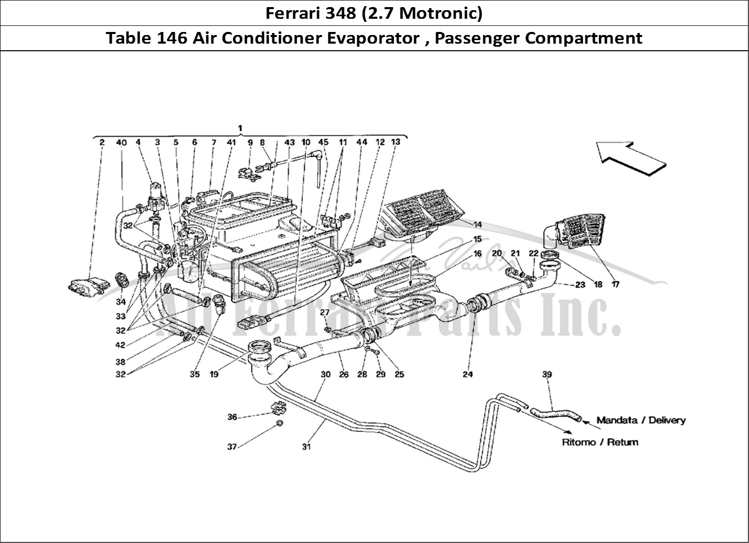 Ferrari Parts Ferrari 348 (2.7 Motronic) Page 146 Evaporator Unit and Passe