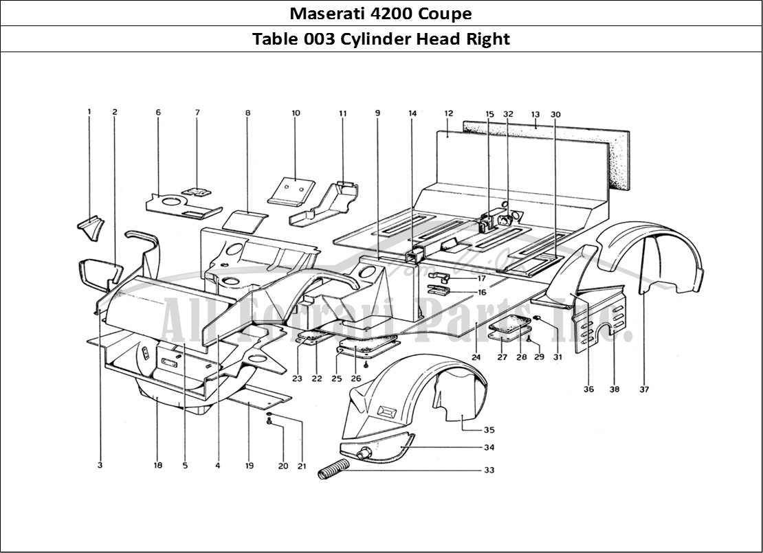 Ferrari Parts Maserati 4200 Coupe Page 003 R.H. Cylinder Head